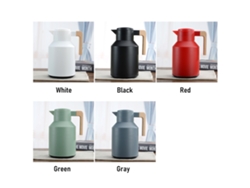 Jarra Térmica De Café De Doble Pared De 1 Litro Con Asa De Madera, Mantiene Las Bebidas Calientes O Frías.