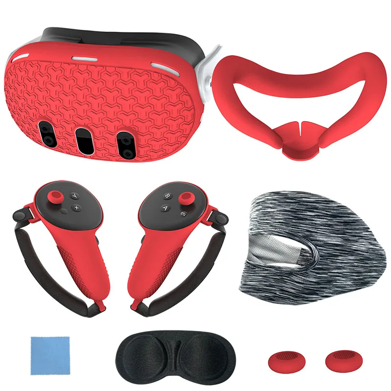 Juego De 7 Accesorios, Funda Protectora Suave Para Realidad Virtual, Estilo Y (rojo)