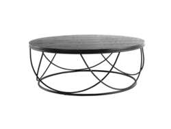 Mesa de Centro Madera Negra Y Metal Negro D80 X A30 Cm Lace MILIBOO