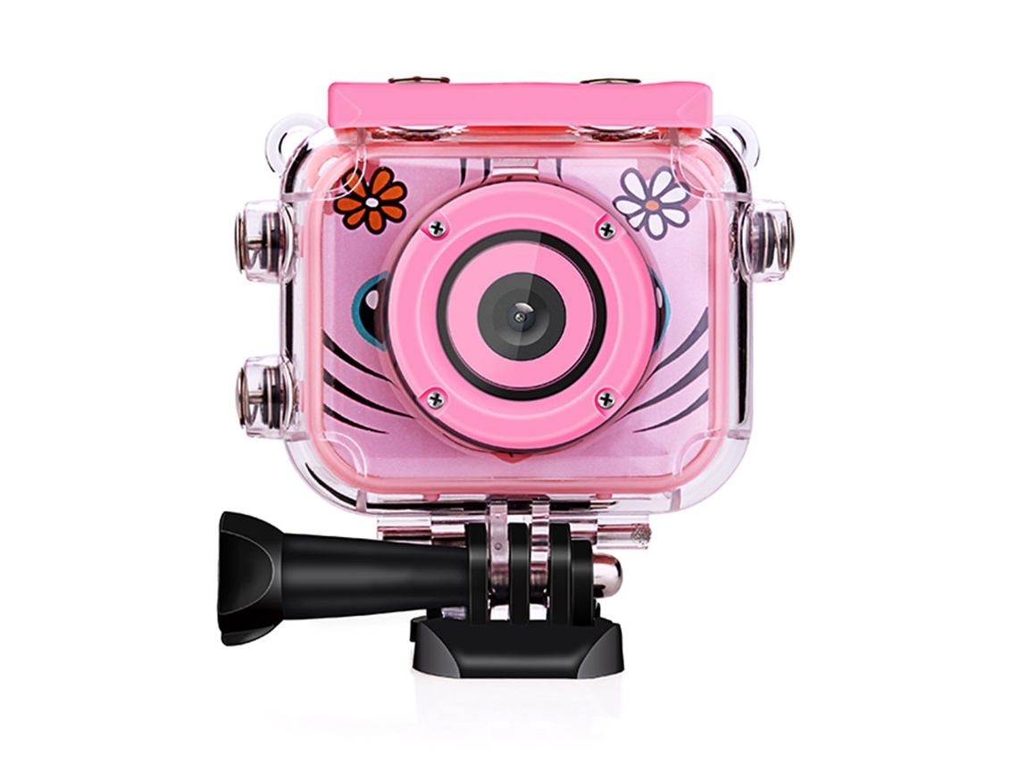 Câmera Esportiva Infantil À Prova D'Água 1080P Hd 32G Cartão de Memória Rosa 
