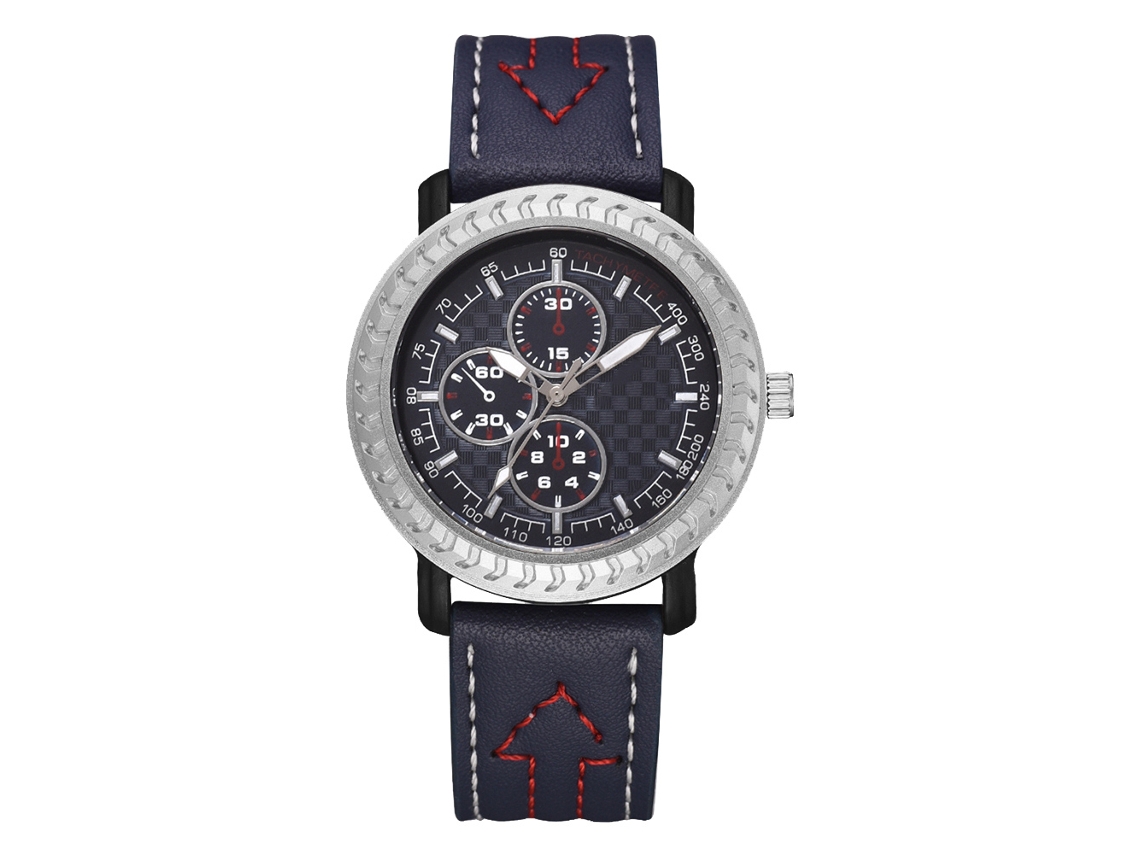 Reloj De Pulsera Analógico De Cuarzo Deportivo Casual Para Hombres Con Correa De Cuero Pu Azul
