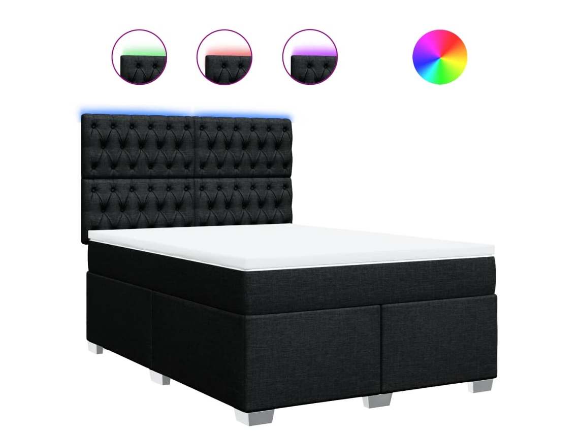 Maison Exclusive - Cama Box Spring Con Colchón Tela Negro 140x190 Cm