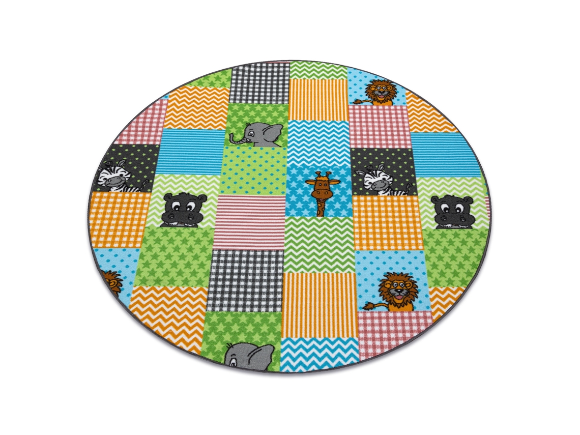 Alfombra Para Niños Zoo Circulo Animales (circulo 133 cm)