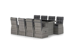 Maison Exclusive - Set De Comedor De Jardín 9 Pzas Y Cojines Ratán Sintético Gris
