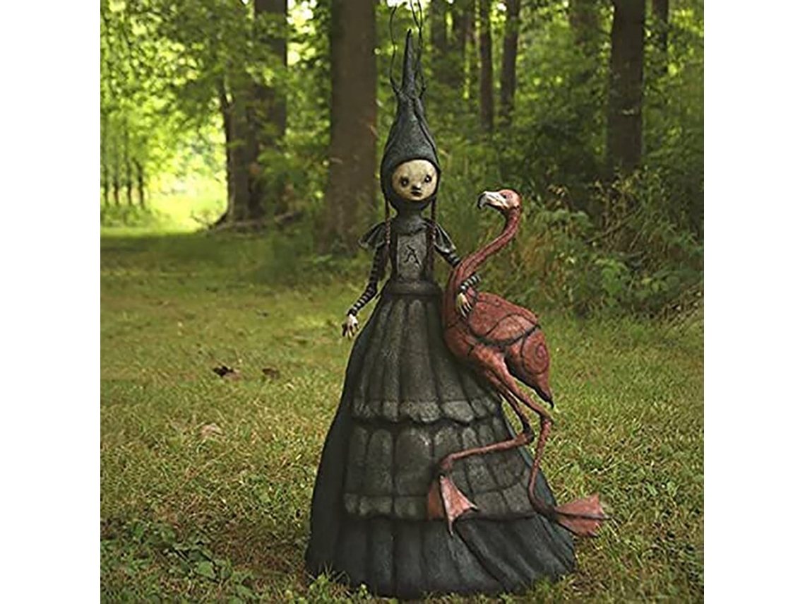 Estatua De Bruja De Resina Brillante, Adorno Espeluznante De Halloween Para Sala De Estar, Jardín, Pájaro Abierto