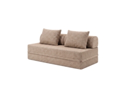 Sofá Modular 3 Lugares Convertible Veludo Listado Taupe
