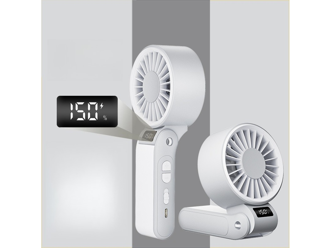Ventilador Portátil De Mano Con Pantalla Digital Led (blanco) Czhhmart