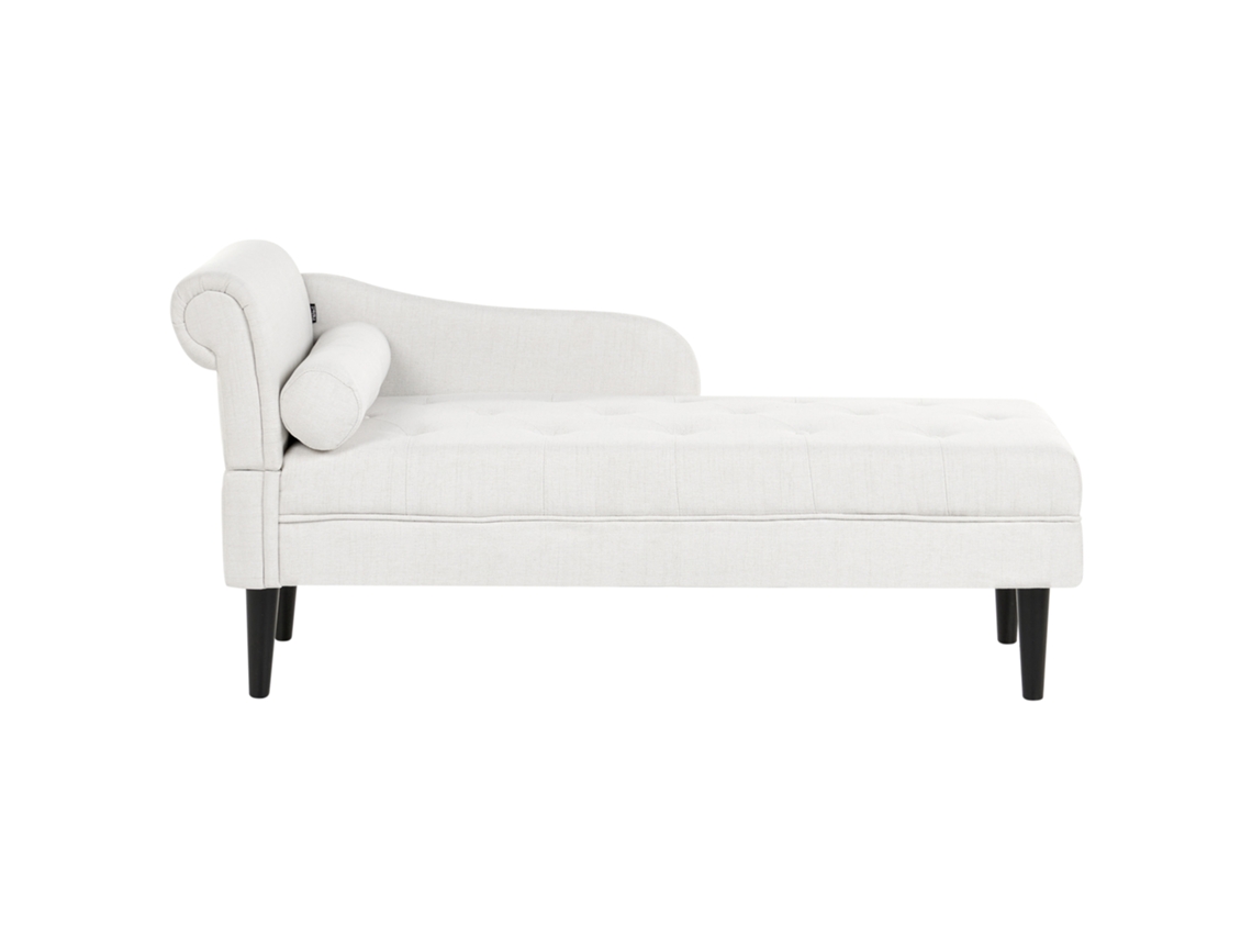 Chaise Longue À Esquerda Beliani Yvoire De Tecido Branco 68x151x72