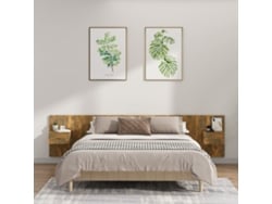 Cabecero De Cama Y Mesitas Madera Contrachapada Roble Ahumado