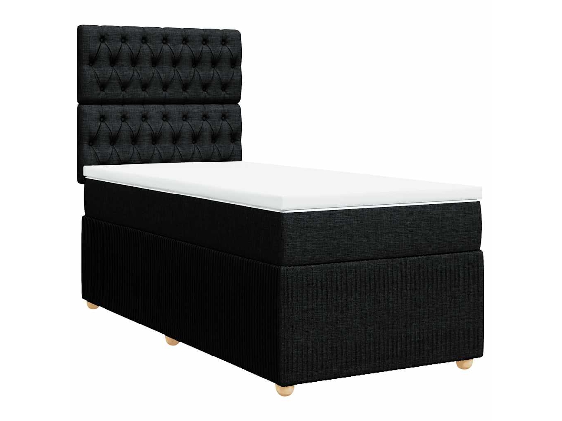 Maison Exclusive - Cama Box Spring Con Colchón Tela Negro 80x200 Cm
