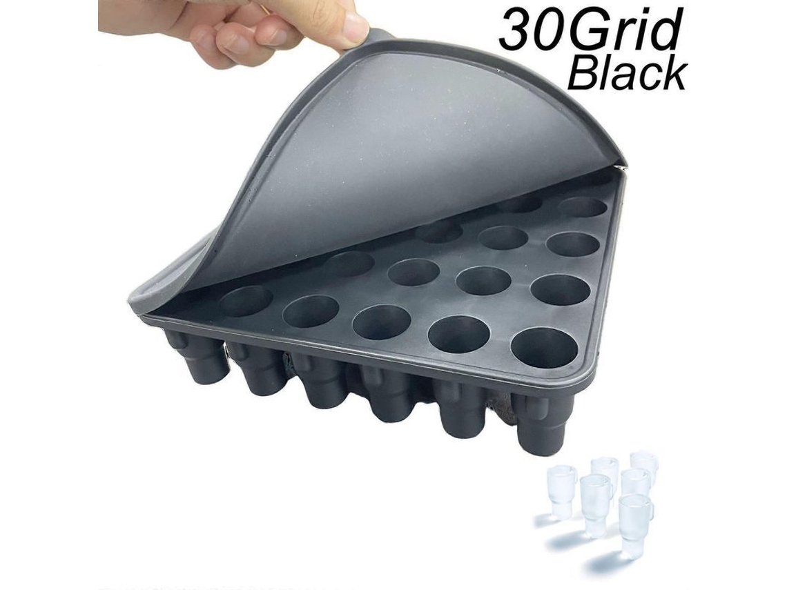 Bandeja De Silicona Para Cubitos De Hielo De 30 Compartimentos Con Tapa Para Accesorios De La Copa Stanley - Negra