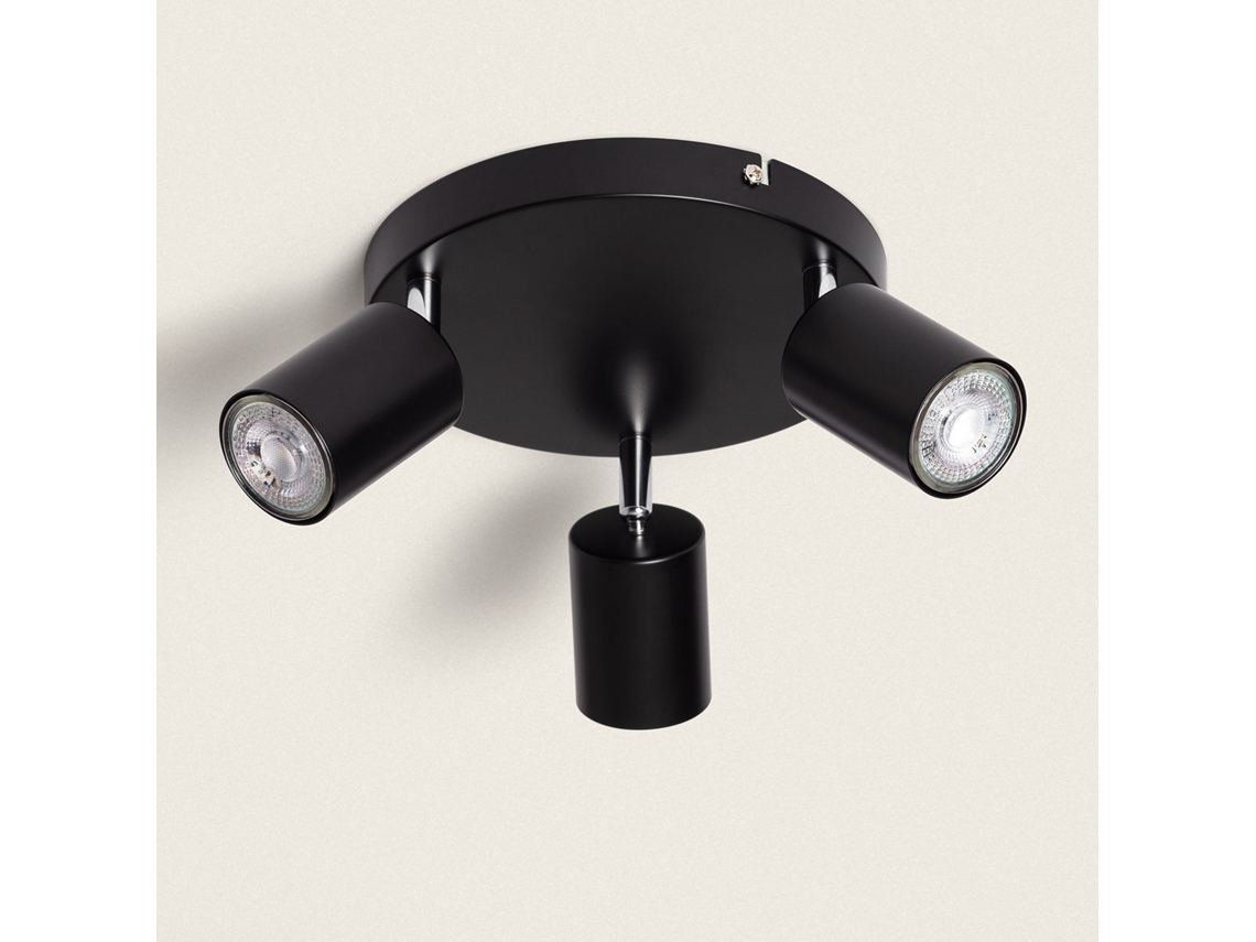 Lámpara de Techo Orientable Circular Metal 3 Focos Albus Black