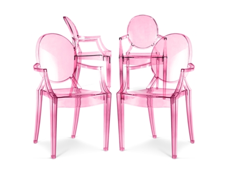 Juego de 4 sillas de comedor transparentes con brazos diseño Luis Xiv 56,5x54,3x93cm GHOST STYLE