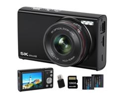 Cámara Digital Szsmart Dc422 5k 96mp Zoom Óptico 6x Cámara Dual Enfoque Automático Webcam Para Vloggers + Tarjeta De Memoria De 128 Gb + 2 Baterías