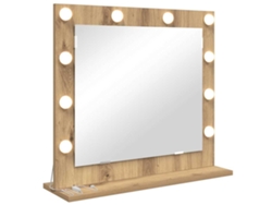 Espejo De Tocador Rectangular Roble Artesanal 60 X 55 X 18 Cm
