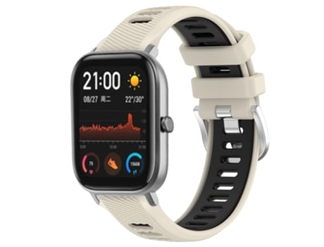 Correa Smartwatch para Amazfit GTS 22mm Textura Cruzada con Hebilla de Acero Silicona Bicolor (Starlight + Negro)
