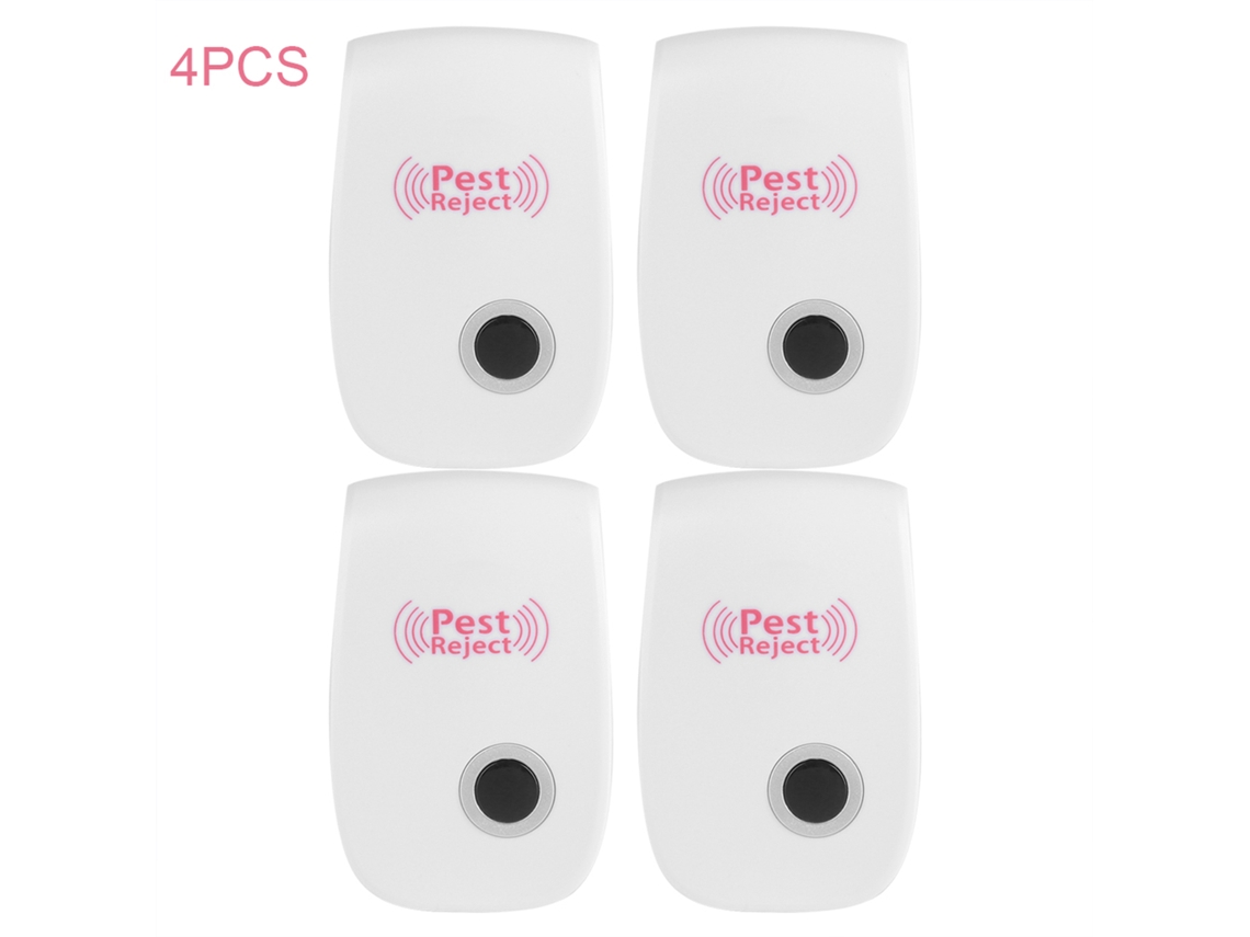 Repelente ultrasónico electrónico de 4 piezas para mosquitos, cucarachas y ratas, blanco y negro