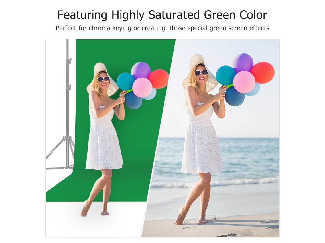 Fondo verde para estudio fotográfico con clip, pantalla de fondo verde para fotografía y vídeo.