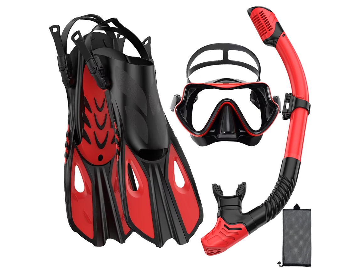 Kit de snorkel antivaho e impermeable – Talla S/M, ideal para buceo. Rojo.
