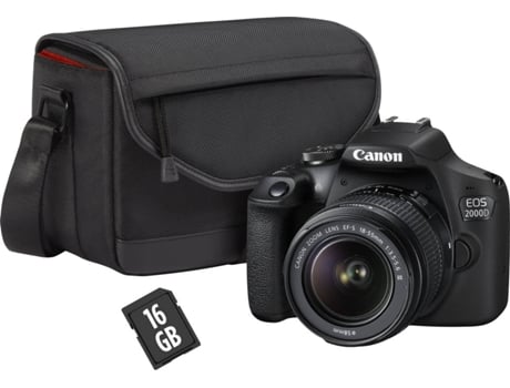 Kit Cámara Réflex CANON EOS 2000D + 18-55 mm DC + Bolsa SB130 + 16 GB (24.1 MP - Sensor APS-C - ISO: 100 a 12800)
