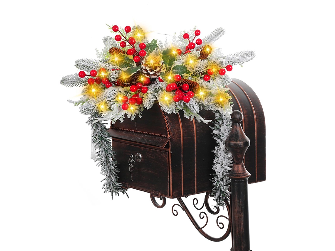 Adorno de buzón navideño en forma de cono con luz y campana