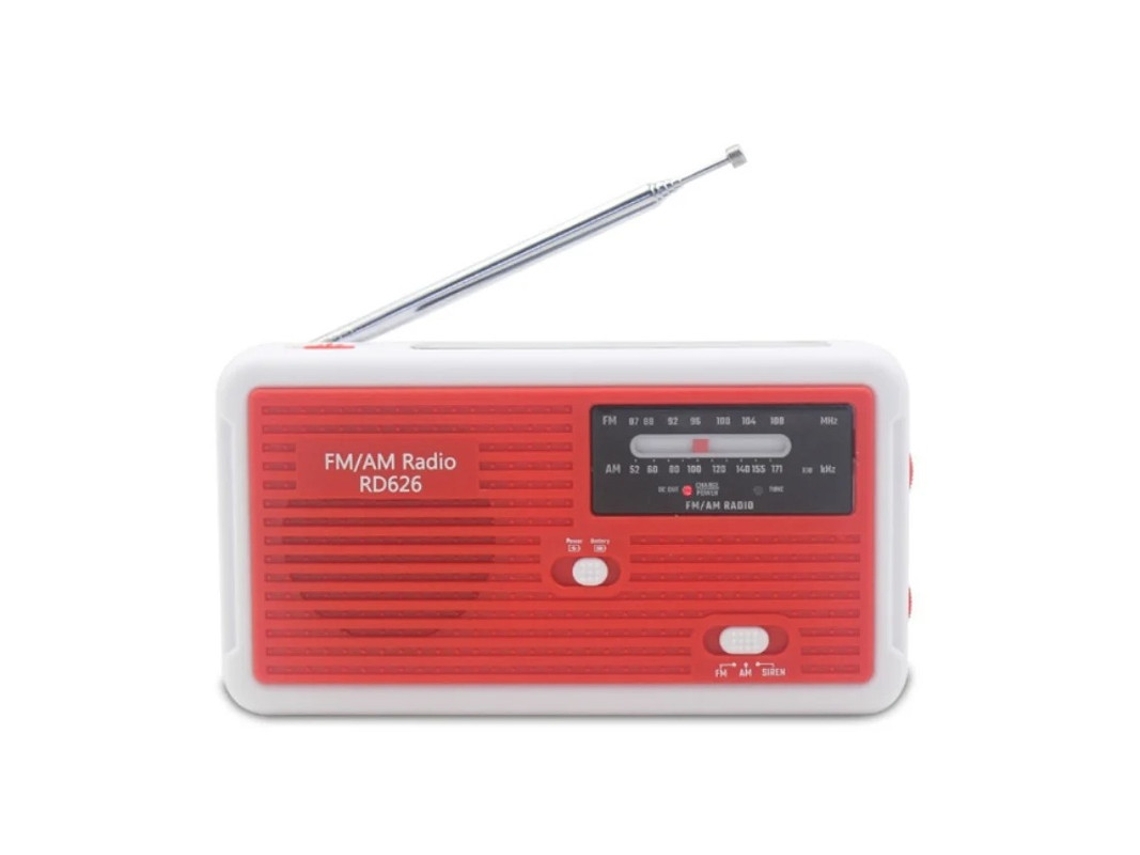 Radio con manivela solar y linterna multifuncional BESTVITE (roja)