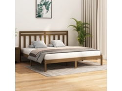 Estructura De Cama Madera Maciza De Pino Marrón Miel 200x200 Cm