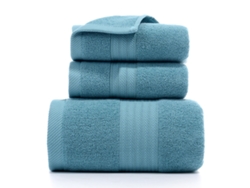 Juego de toallas Kofihety baño suaves absorbentes algodón verde - 3 piezas (34x74 cm)