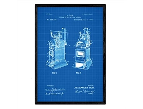 Póster NACNIC con Patente de Hervidor de Agua. con Diseño de Patente Antigua