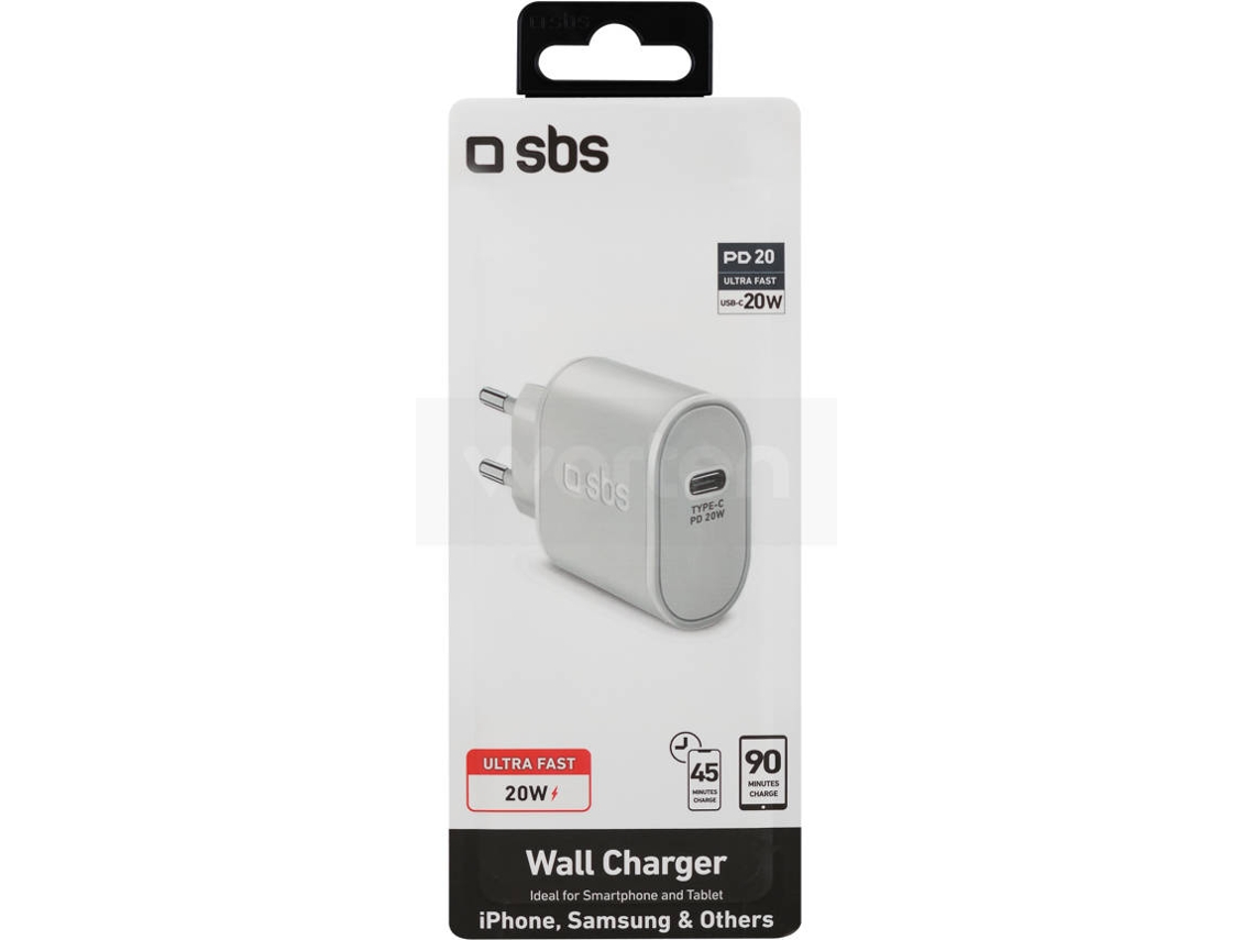 Cargador USB-C SBS 20W Blanco