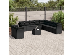 Conjunto de sofá de jardín de 12 piezas con cojines en mimbre sintético negro de DKD Home Decor