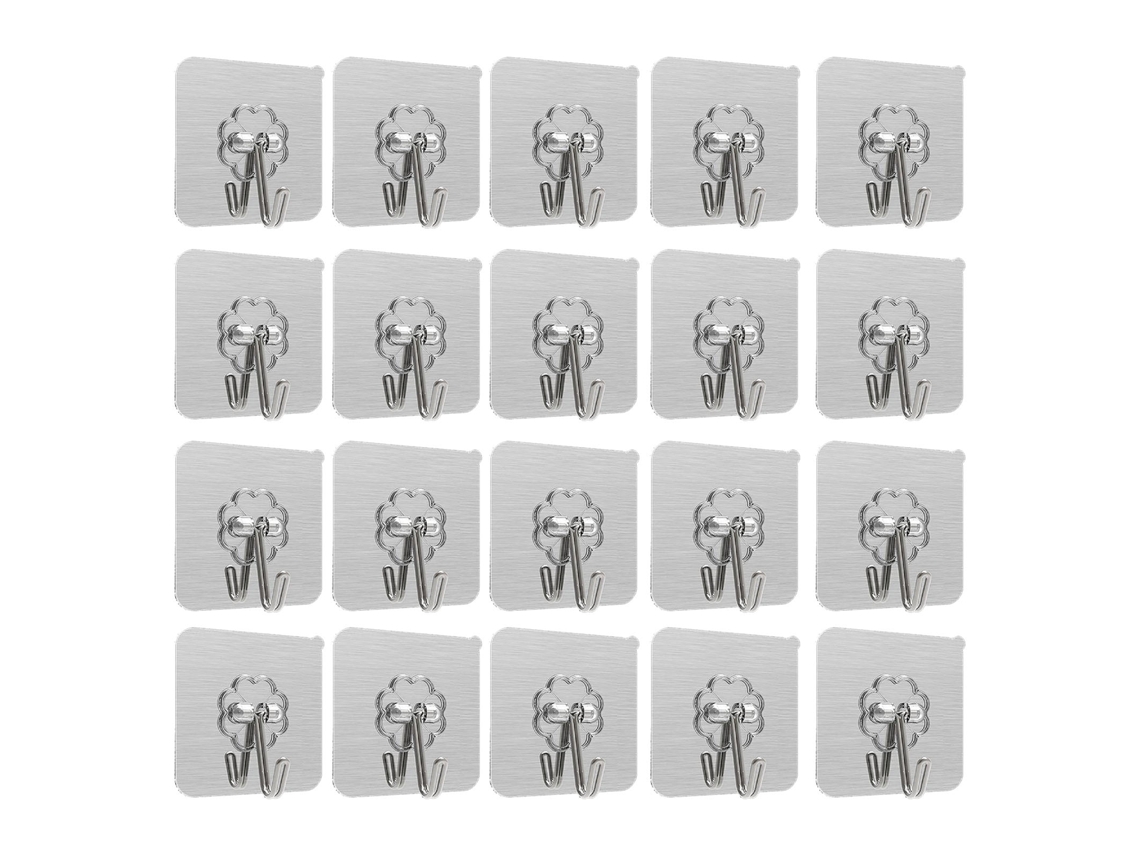 20 ganchos adhesivos de pared resistentes, sin costuras, fáciles de instalar, para cargas pesadas, para cocina y baño.