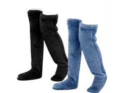 2 pares de calcetines hasta la rodilla, calcetines altos y cálidos para el invierno, calentadores de piernas suaves y cálidos (negro y azul) Cuich