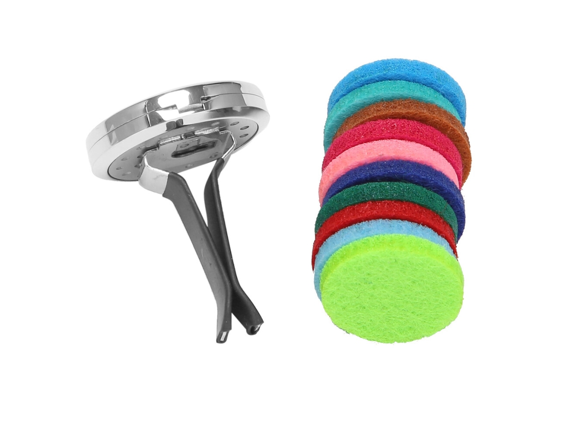 Difusor De Aceites Esenciales Para Coche Con Aromaterapia, Incluye 10 Almohadillas De Repuesto, Ambientador De Acero Inoxidable Y Clip Para La Rejil