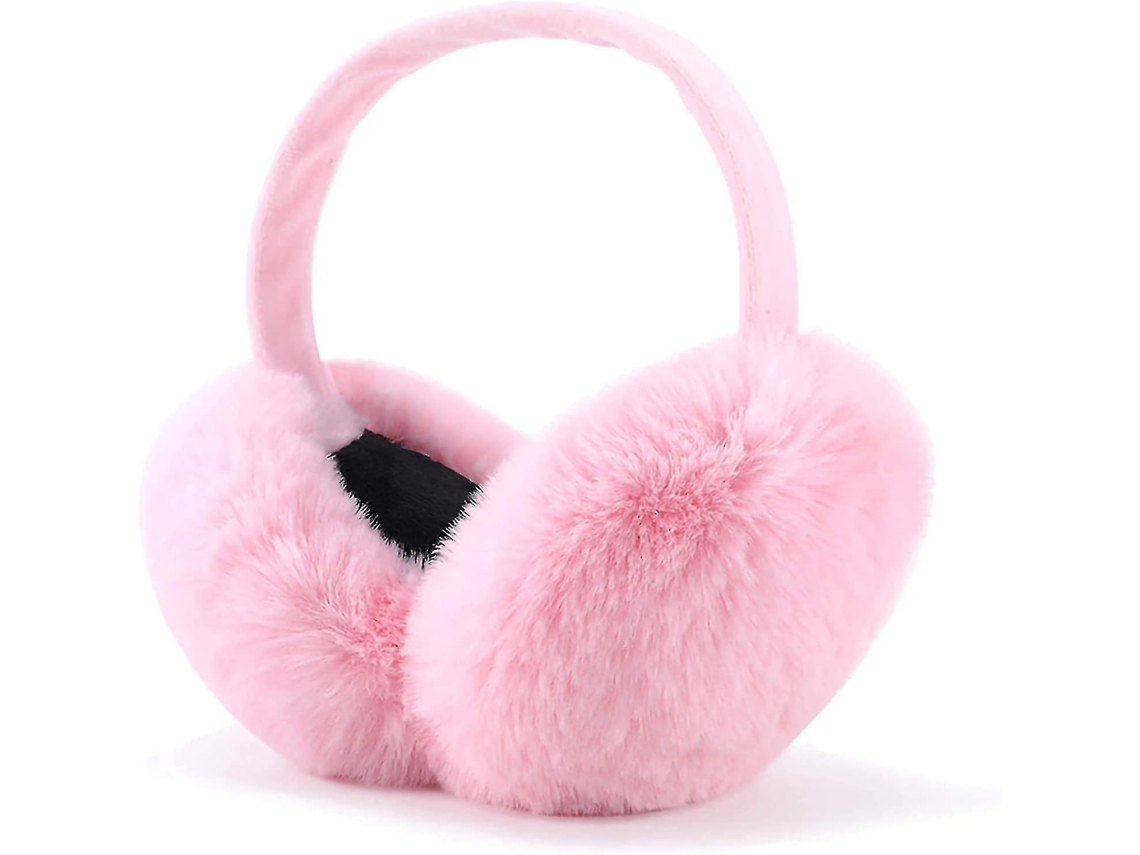 Auriculares De Invierno De Pelo Falso Calientitos Plegables Para Exterior Pink-1