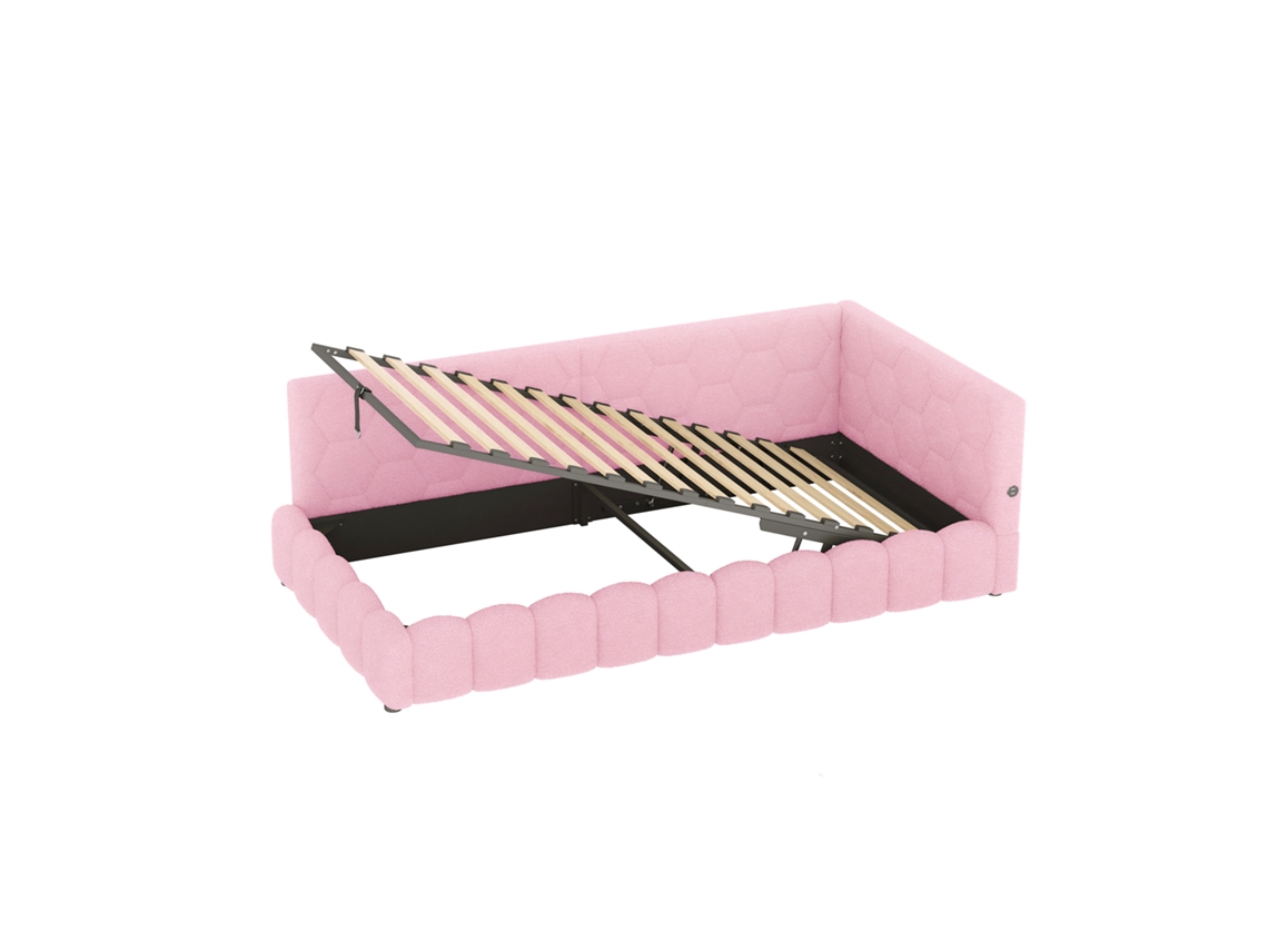 Cama infantil 90x200 cm con base y LED rosa Komhtom (sin colchón)
