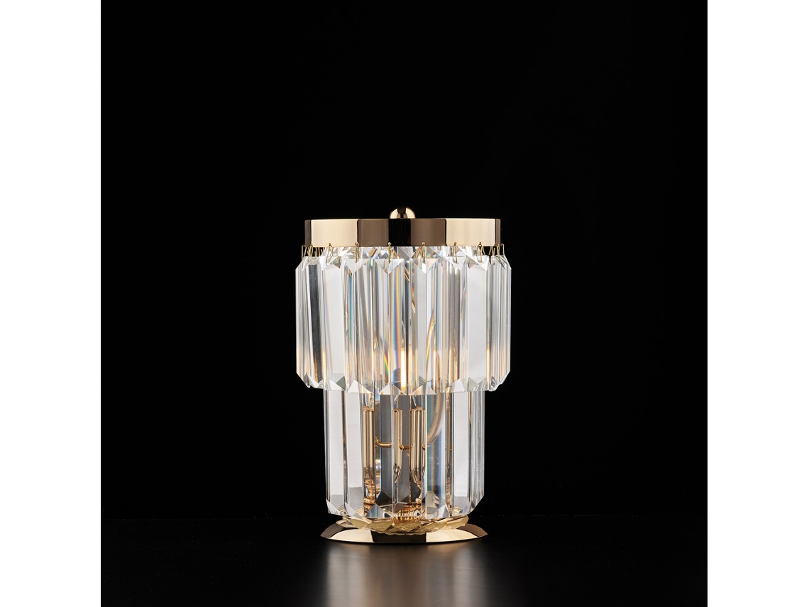 Schubert - Lámpara De Mesa De Hierro Y Latón Dorado Con Strass 1 Luz Al.24 - Ø15 - Bl272-lt-or
