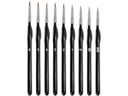 Pinceles para detalles, juego de 9 pinceles definitivos para acrílico, acuarela, óleo, rostro, uñas y pintura de líneas, color negro.