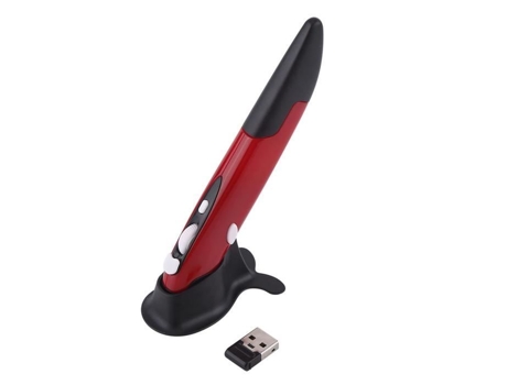 HURRISE Ratón Inalámbrico 2 4Ghz Lápiz Óptico Inalámbrico Air Mouse Ajustable 500/1000 Dpi para Computadoras Portátiles Rojo