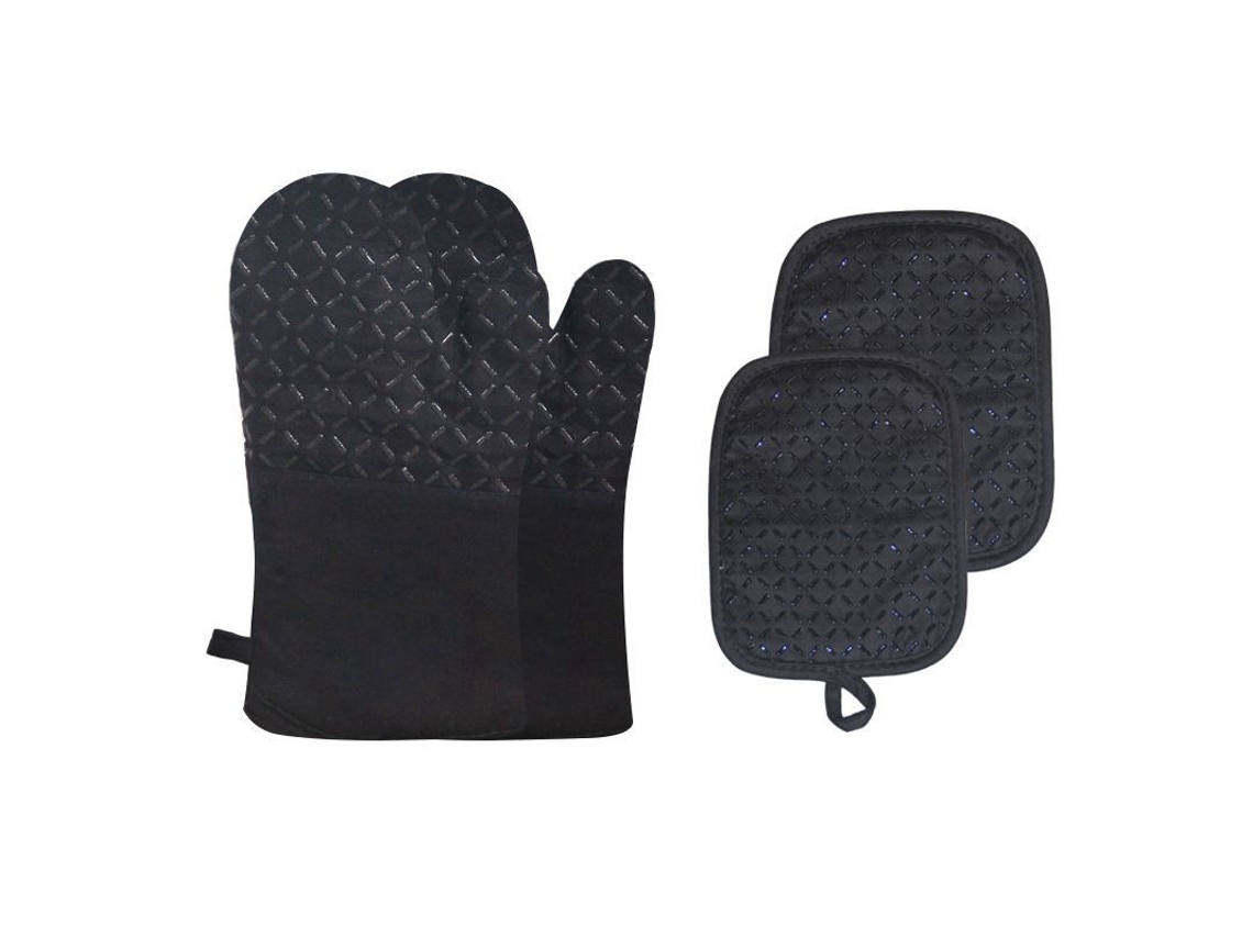 Guantes De Horno Set De 4 Resistentes Al Calor Silicona Antideslizantes Lavables