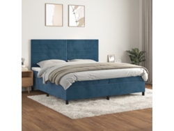 Cama Box Spring Con Colchón Terciopelo Azul Oscuro 200x200 Cm