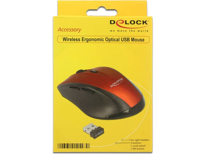 Ratón DELOCK 12493 (Inalámbrico - Óptico - 1600 dpi - Negro)