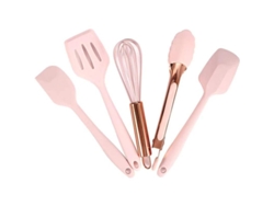 Juego De 5 Herramientas De Cocina Mini Para Niños De Silicona Y Acero Inoxidable Rosa Oro Y Rosado