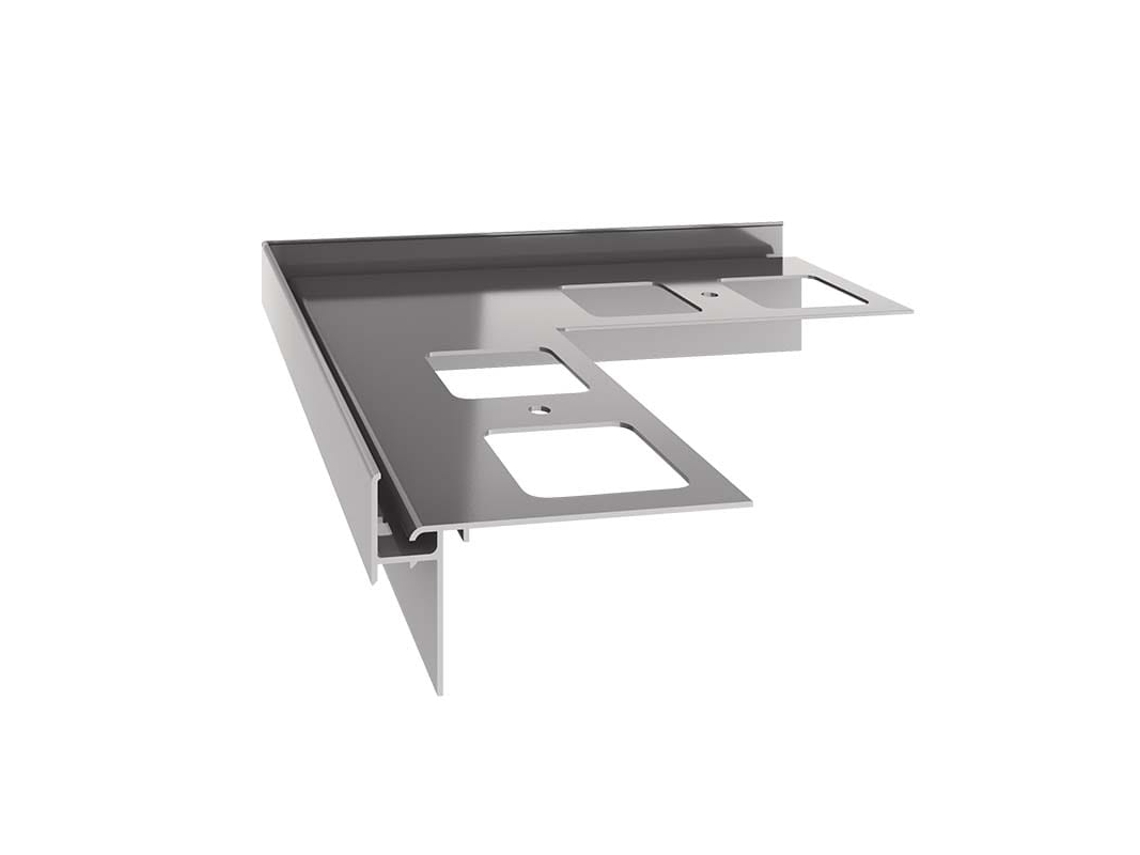 Esquina RENOPLAST de aluminio 90 para perfil de alero K35 Gris Acabado de terrazas balcones Sistemas de drenaje de agua Perfil angular