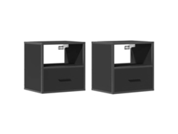 Maison Exclusive - Mesitas De Noche De Pared 2 Unidades Negra 40x31x39,5 Cm