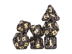 Yncm-set De Dados Huecos De Latón 7 Piezas Forma De Pulpo Negro Oro Blanco Números Claros Para Juegos