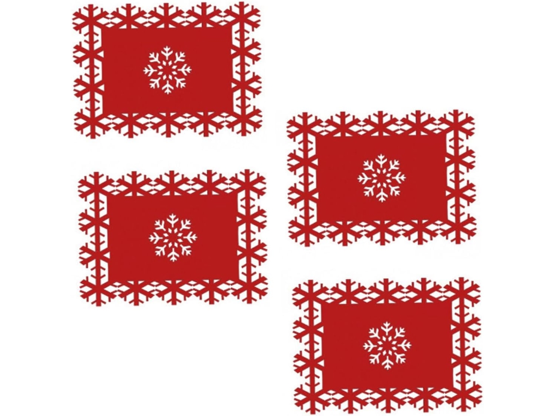 Juego De Mesa Navideño De 4 Piezas Con Copos De Nieve De Fieltro, Antideslizante, Con Aislamiento Térmico, Ideal Para La Decoración De La Mesa.