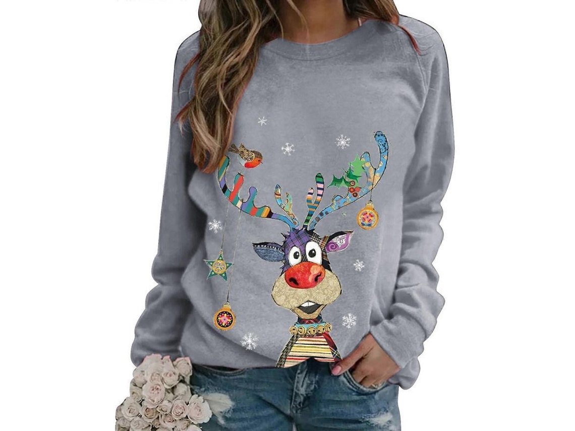 Jerséis De Navidad Para Mujer Suaves De Manga Larga Con Estampado De Árboles Y Letras Gris 2xl