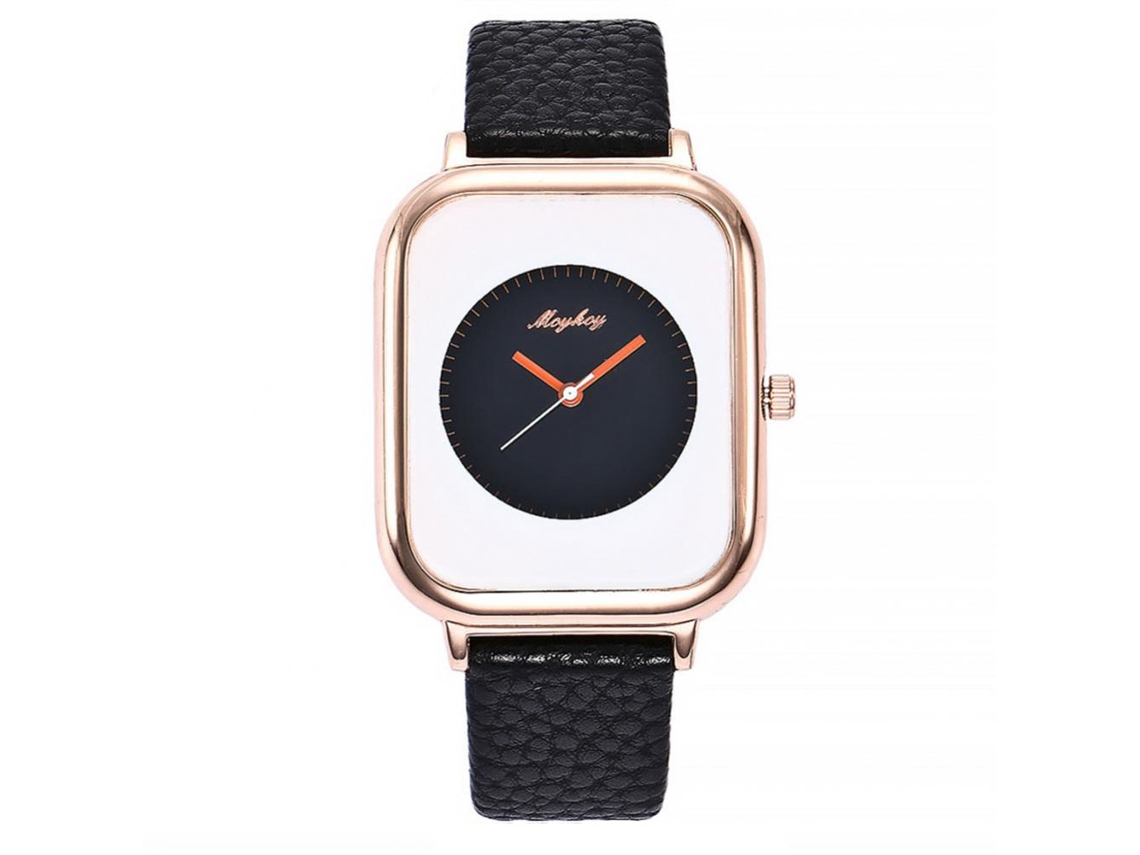 Reloj De Pulsera Informal Para Mujer De Piel Sintética Con Cristales Y Esfera Rectangular (azul)