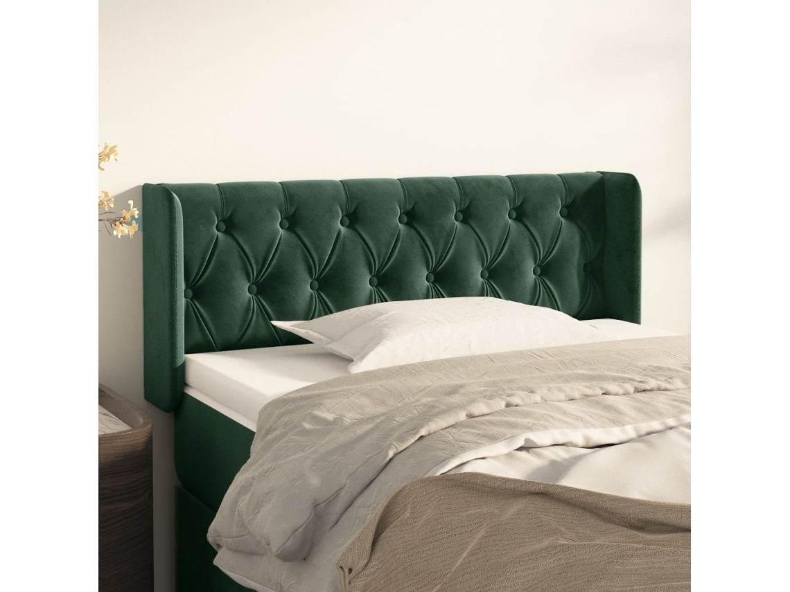 Cabecero De Terciopelo Verde Oscuro 93x16x78/88 Cm